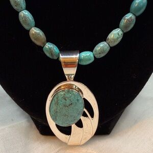 Jay King Chrysocolla Sterling Silver Pendant Necklace.